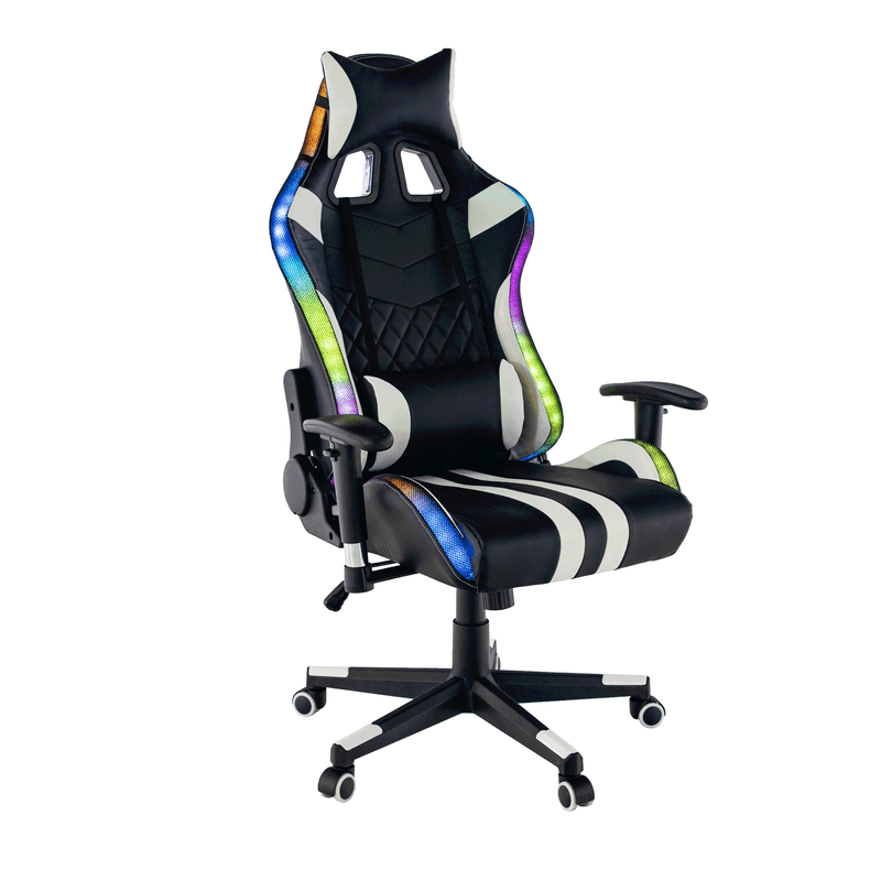 Casa si Gradina - Mobilier - Scaune si fotolii - Scaune - Scaun de birou / joc cu iluminare RGB, model negru / alb / culoare, ZOPA - Infinity.ro