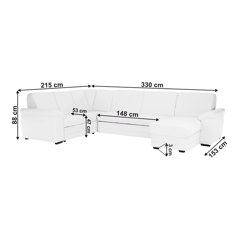 Casa si Gradina - Mobilier - Canapele si coltare - Coltare - Coltar in forma de U, piele ecologica, alb, model dreapta, BITER U - Infinity.ro