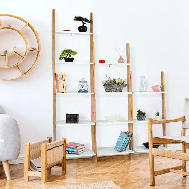 Casa si Gradina - Mobilier - Biblioteci si rafturi - Etajere - Etajera, alb/bambus, GAPA TYP 3 - Infinity.ro