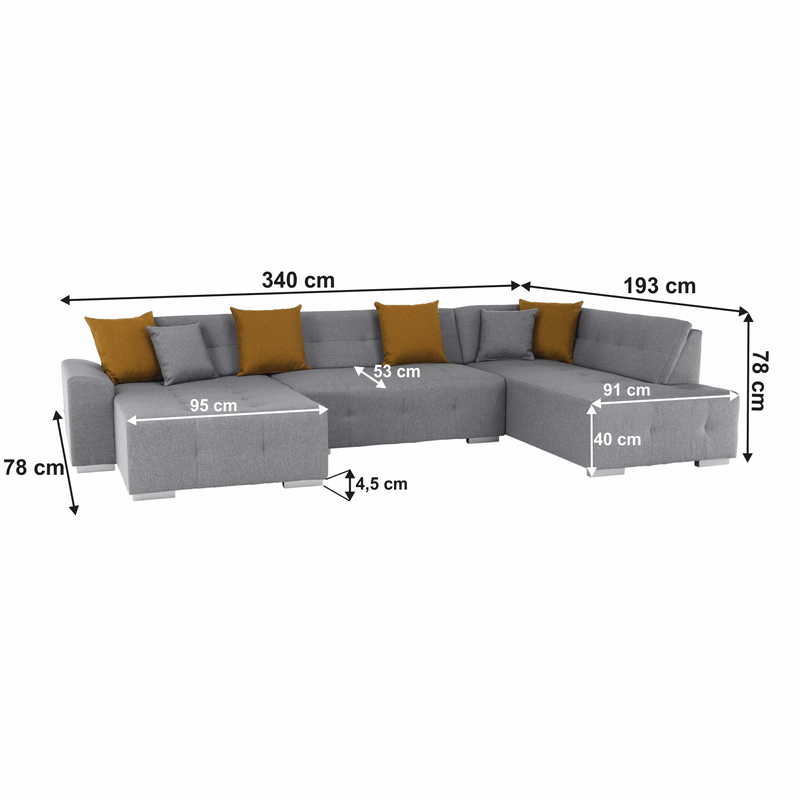 Casa si Gradina - Mobilier - Canapele si coltare - Canapele - Canapea, gri/mustar, model dreapta, BELLIS U - Infinity.ro