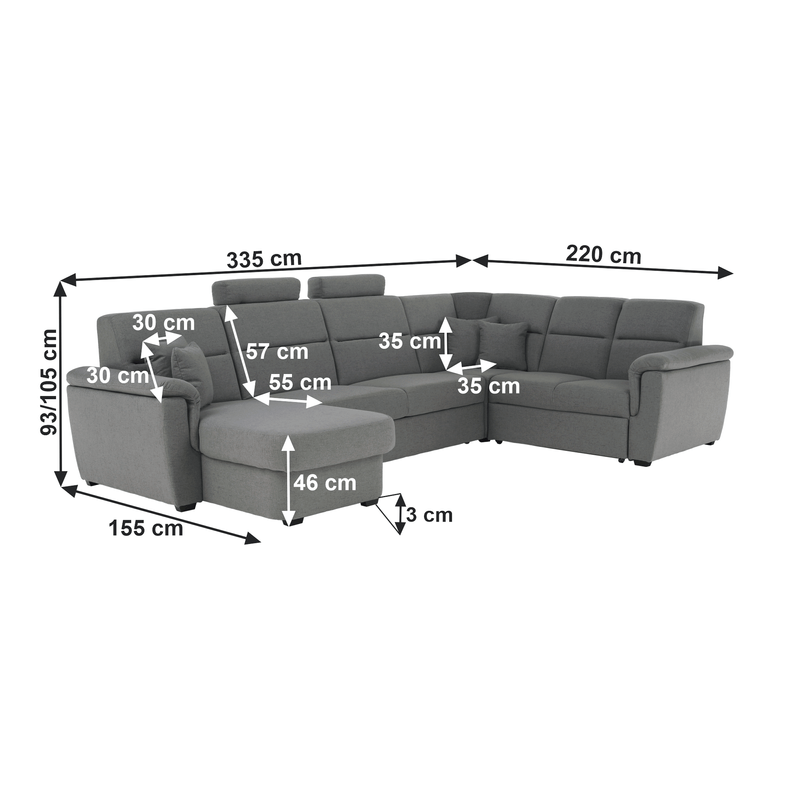 Casa si Gradina - Mobilier - Canapele si coltare - Coltare - coltar in forma de U, material gri, stanga, BORN U - Infinity.ro