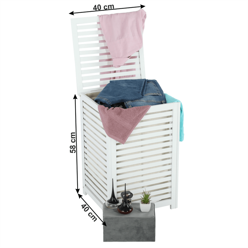 Casa si Gradina/Sanitare/Suporturi si accesorii baie/Accesorii baie - Cos de rufe, bambus lacuit/alb/bej, BASKET - Infinity.ro