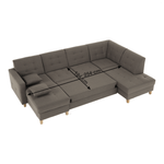 Casa si Gradina - Mobilier - Canapele si coltare - Coltare - Coltar, material textil gri maroniu TAUPE, model stanga, BRIDGET - Infinity.ro