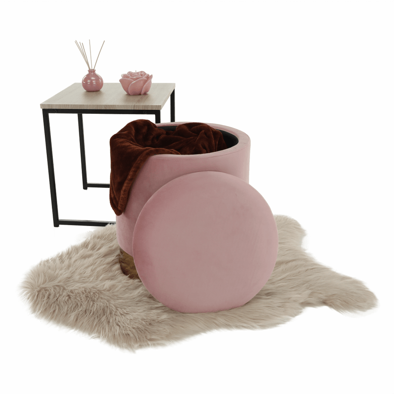 Casa si Gradina - Mobilier - Scaune si fotolii - Tabureti - Taburet, catifea Velvet roz/crom auriu, ANIZA - Infinity.ro