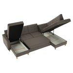 Casa si Gradina - Mobilier - Canapele si coltare - Coltare - Coltar, material textil gri maroniu TAUPE, model stanga, BRIDGET - Infinity.ro