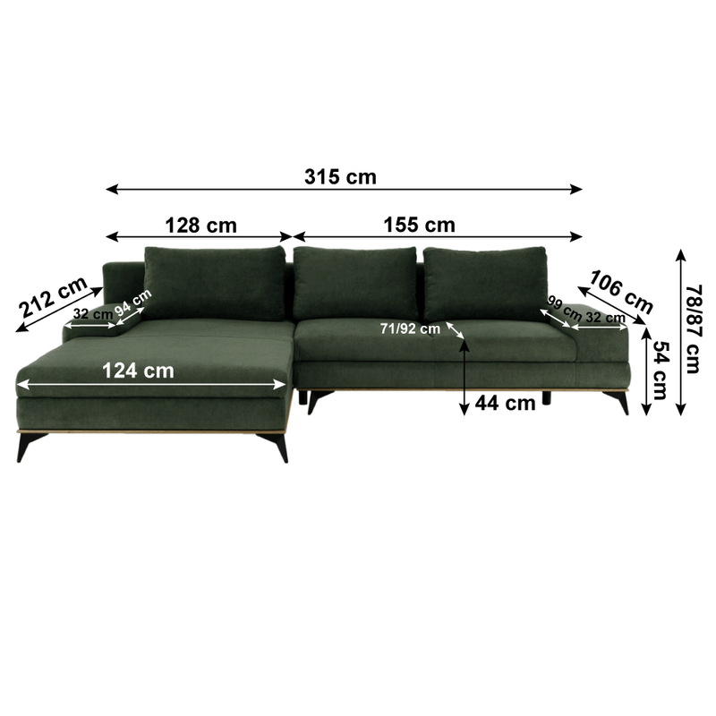 Casa si Gradina - Mobilier - Canapele si coltare - Canapele - Canapea, verde, model stanga, SELBY - Infinity.ro