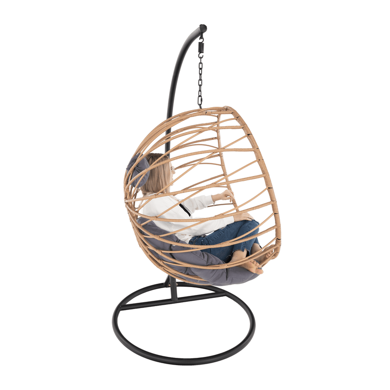 Casa si Gradina - Gradina si terasa - Mobilier exterior - Scaune si sezlonguri gradina - Scaun suspendat, natural / negru / gri, GABE - Infinity.ro