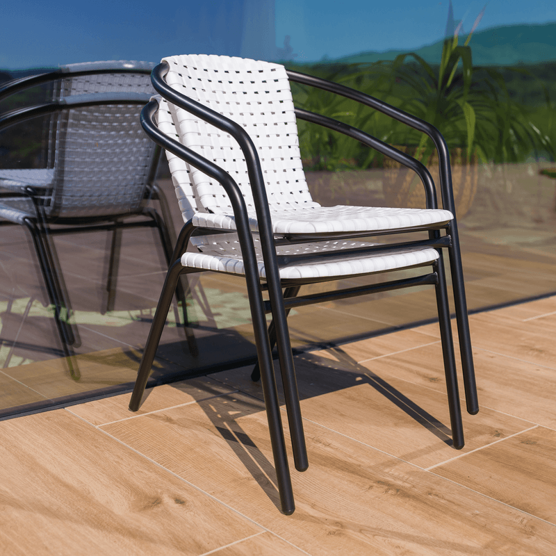 Casa si Gradina - Gradina si terasa - Mobilier exterior - Scaune si sezlonguri gradina - Scaun stivuibil, alb/negru, BERGOLA - Infinity.ro