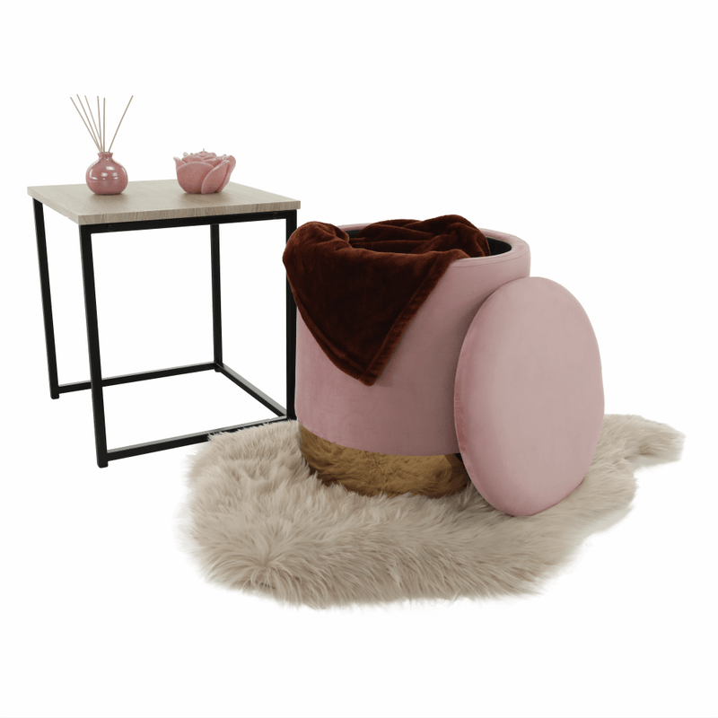 Casa si Gradina - Mobilier - Scaune si fotolii - Tabureti - Taburet, catifea Velvet roz/crom auriu, ANIZA - Infinity.ro