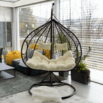 Casa si Gradina - Gradina si terasa - Mobilier exterior - Scaune si sezlonguri gradina - Scaun agatat dublu, maro/crem, DALVEA NEW - Infinity.ro