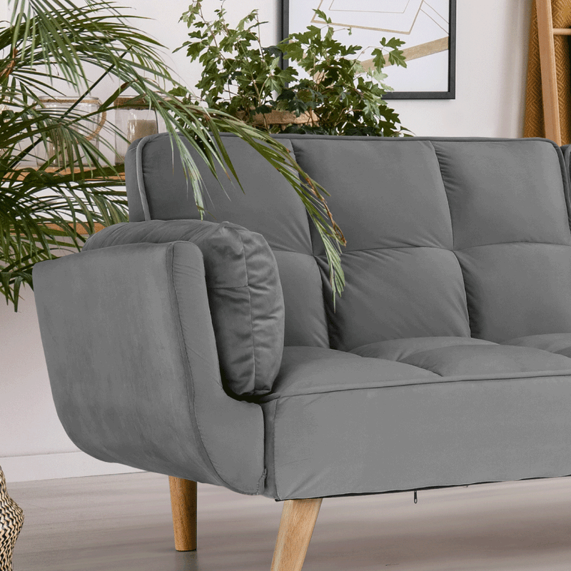Casa si Gradina - Mobilier - Canapele si coltare - Coltare - Coltar extensibil, catifea gri deschis / fag, KAPRERA NEW - Infinity.ro