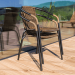 Casa si Gradina - Gradina si terasa - Mobilier exterior - Scaune si sezlonguri gradina - Scaun stivuibil, rachita sintetica maro/metal negru, DOREN - Infinity.ro