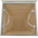 Casa si Gradina/Sanitare/Suporturi si accesorii baie/Accesorii baie - Cos de rufe, bambus lacuit/alb/bej, BASKET - Infinity.ro