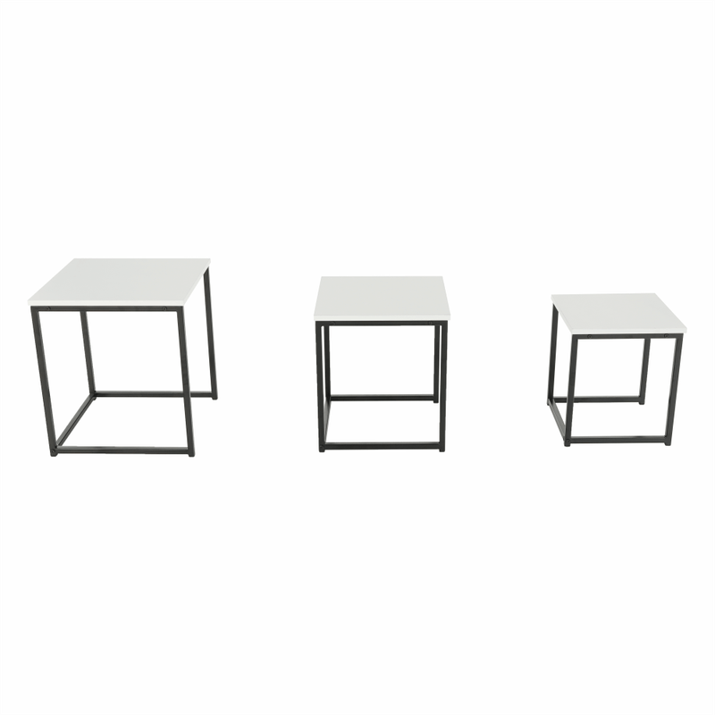 Casa si Gradina - Mobilier - Mese si birouri - Masute de cafea - Set 3 masute de cafea, alb mat/negru, KASTLER TYP 3 - Infinity.ro