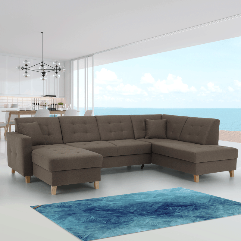 Casa si Gradina - Mobilier - Canapele si coltare - Coltare - Coltar, material textil gri maroniu TAUPE, model stanga, BRIDGET - Infinity.ro