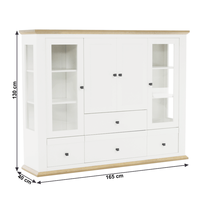 Casa si Gradina - Mobilier - Dulapuri si sifoniere - Dulapuri - Vitrina MZ6, alb / stejar grand, LEON - Infinity.ro