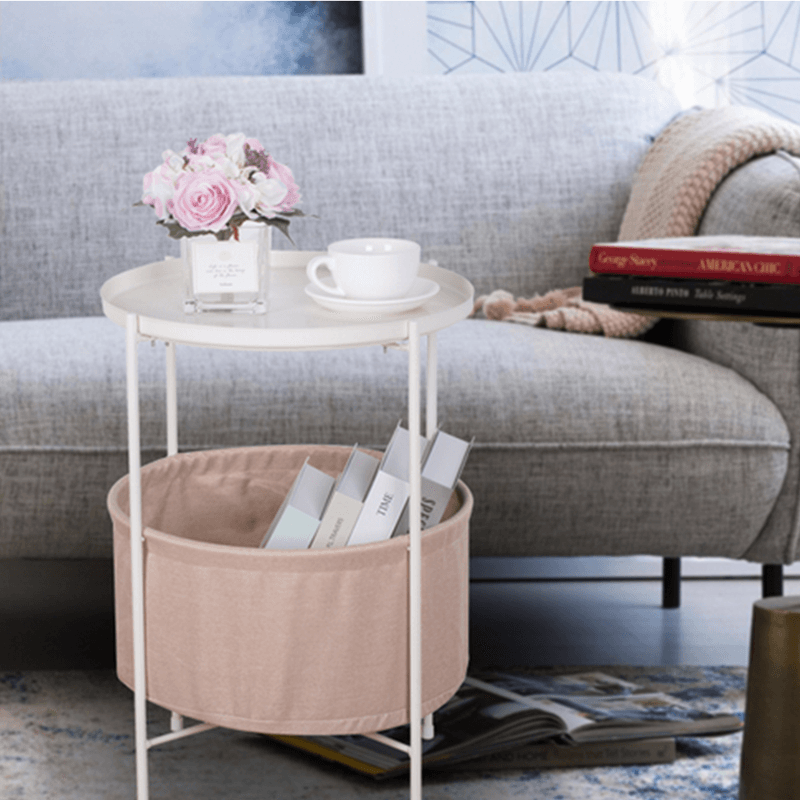 Casa si Gradina - Mobilier - Mese si birouri - Birouri - Masa laterala cu tava detasabila, alb / maro, FANDOR - Infinity.ro