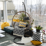 Casa si Gradina - Gradina si terasa - Mobilier exterior - Scaune si sezlonguri gradina - Scaun suspendat, natural / negru / gri, GABE - Infinity.ro