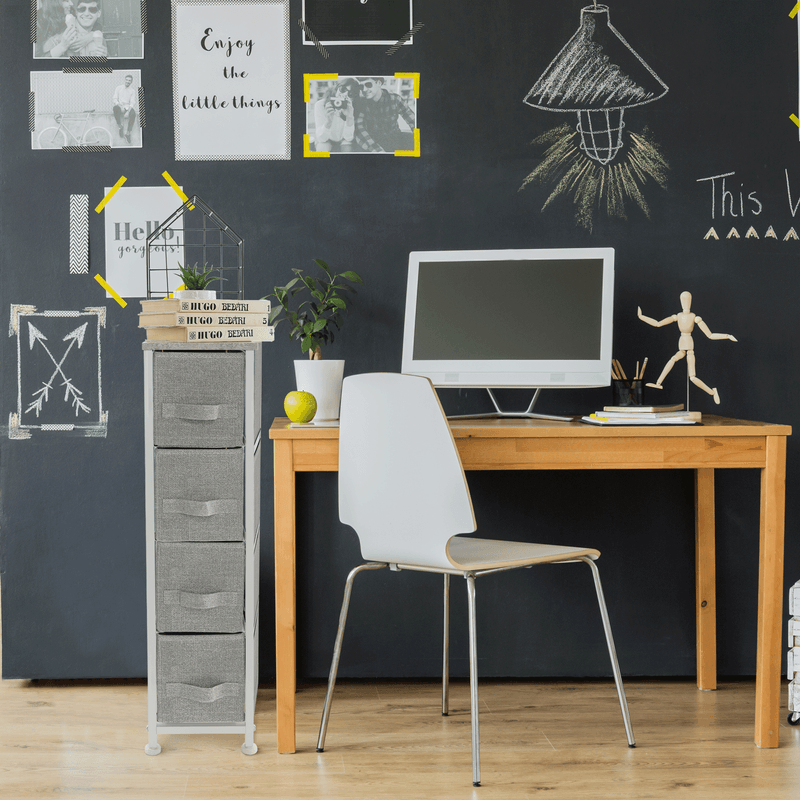 Casa si Gradina - Mobilier - Comode si corpuri - Comode - Comoda cu sertare din material textil, gri/alb/gri deschis, ROSITA TYP 2 - Infinity.ro