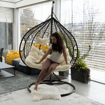 Casa si Gradina - Gradina si terasa - Mobilier exterior - Scaune si sezlonguri gradina - Scaun agatat dublu, maro/crem, DALVEA NEW - Infinity.ro