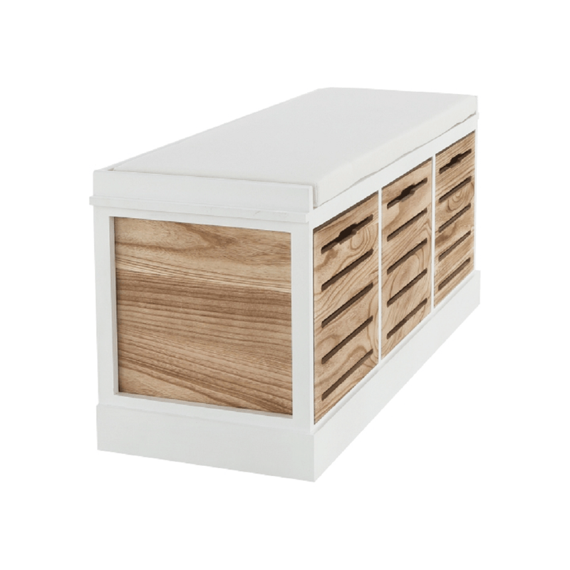 Casa si Gradina - Mobilier - Organizare si depozitare - Bancute - Banca cu 3 sertare, alb/miere, TEDRA NEW - Infinity.ro