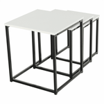 Casa si Gradina - Mobilier - Mese si birouri - Masute de cafea - Set 3 masute de cafea, alb mat/negru, KASTLER TYP 3 - Infinity.ro