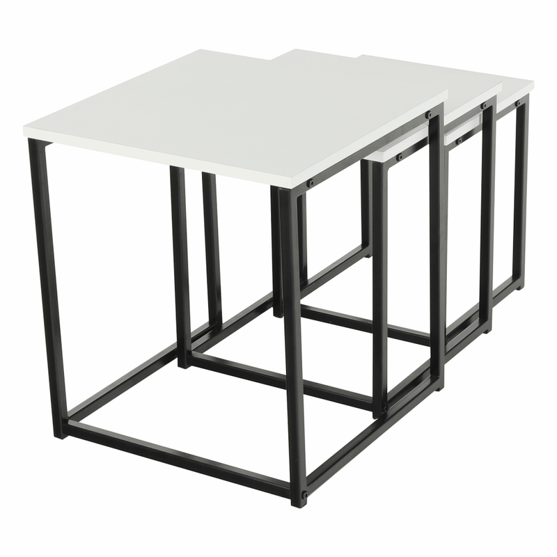 Casa si Gradina - Mobilier - Mese si birouri - Masute de cafea - Set 3 masute de cafea, alb mat/negru, KASTLER TYP 3 - Infinity.ro