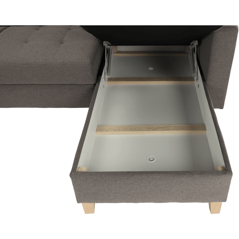 Casa si Gradina - Mobilier - Canapele si coltare - Coltare - Coltar, material textil gri maroniu TAUPE, model dreapta, BRIDGET - Infinity.ro