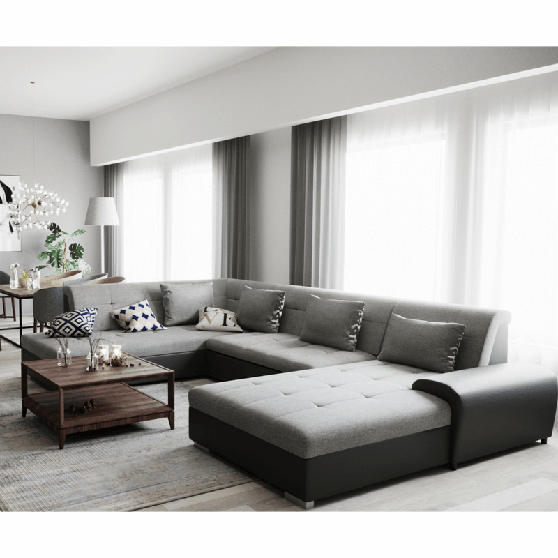 Casa si Gradina - Mobilier - Canapele si coltare - Canapele - Canapea, gri/negru, model stanga, LIBERTO U - Infinity.ro