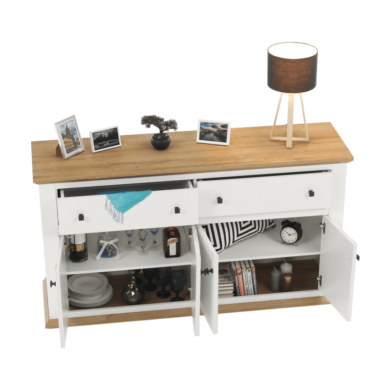 Casa si Gradina - Mobilier - Comode si corpuri - Comode - Scrin MZ10, alb / stejar grand, LEON - Infinity.ro