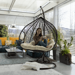 Casa si Gradina - Gradina si terasa - Mobilier exterior - Scaune si sezlonguri gradina - Scaun agatat dublu, maro/crem, DALVEA NEW - Infinity.ro