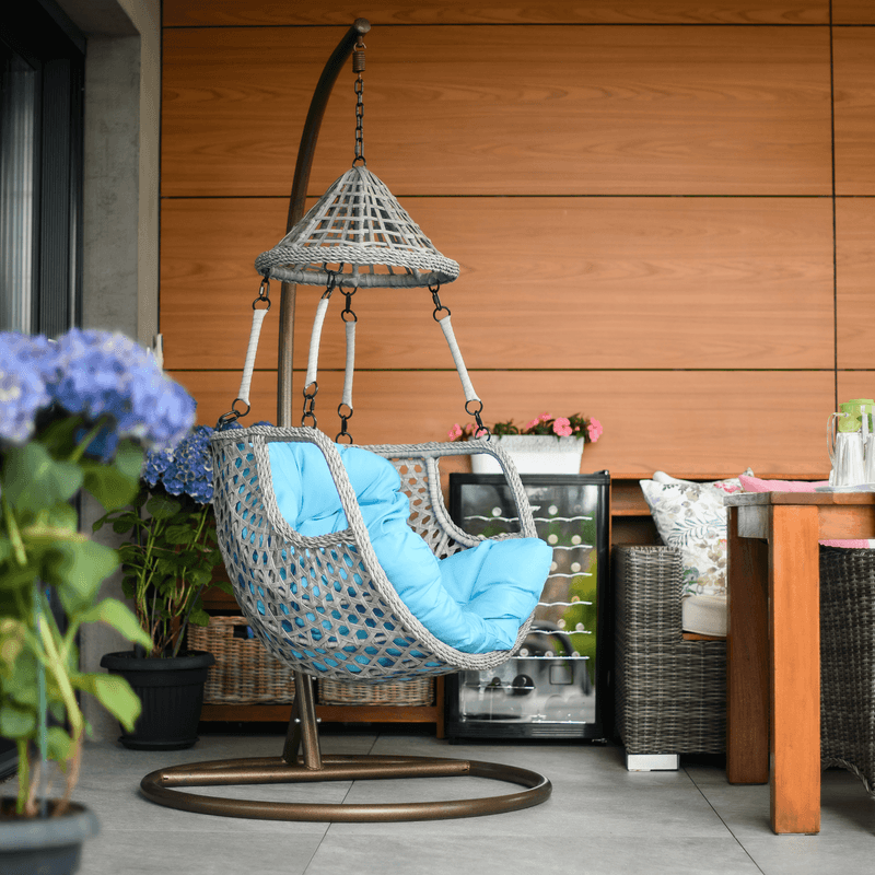 Casa si Gradina - Gradina si terasa - Mobilier exterior - Scaune si sezlonguri gradina - Scaun suspendat, maro / gri-maro / albastru, LUANDA - Infinity.ro