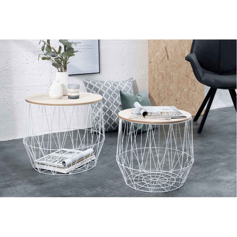 Casa si Gradina - Mobilier - Mese si birouri - Masute de cafea - Set masute auxiliare, natural/alb, DALUX - Infinity.ro