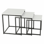 Casa si Gradina - Mobilier - Mese si birouri - Masute de cafea - Set 3 masute de cafea, alb mat/negru, KASTLER TYP 3 - Infinity.ro