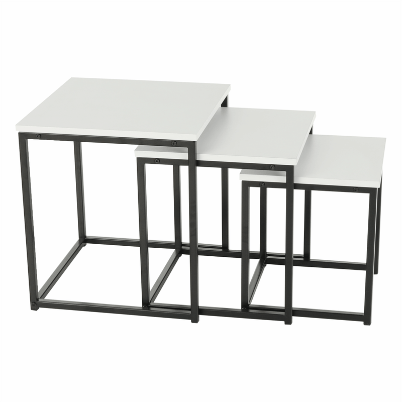 Casa si Gradina - Mobilier - Mese si birouri - Masute de cafea - Set 3 masute de cafea, alb mat/negru, KASTLER TYP 3 - Infinity.ro