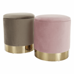 Casa si Gradina - Mobilier - Scaune si fotolii - Tabureti - Taburet, catifea Velvet roz/crom auriu, ANIZA - Infinity.ro