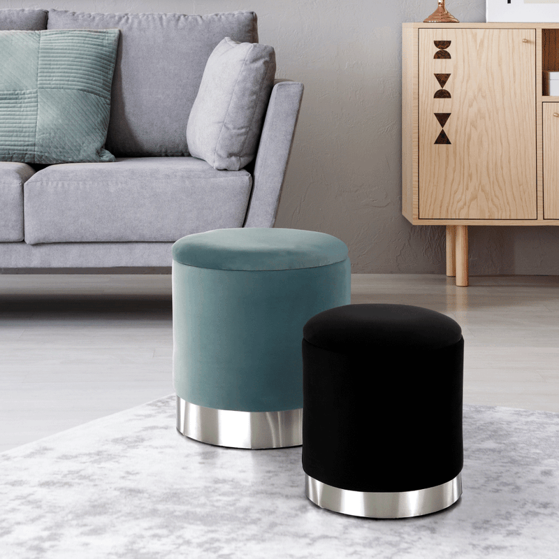 Casa si Gradina - Mobilier - Scaune si fotolii - Tabureti - Set doua taburete, gri/crom argintiu si negru/crom argintiu, AIGUL SET - Infinity.ro