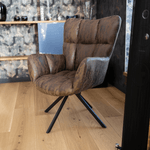 Casa si Gradina - Mobilier - Scaune si fotolii - Fotolii - Scaun de design rotativ, maro tesatura cu efect de piele intoarsa/negru, KOMODO - Infinity.ro