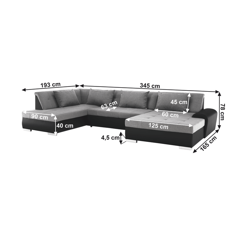 Casa si Gradina - Mobilier - Canapele si coltare - Canapele - Canapea, gri/negru, model stanga, LIBERTO U - Infinity.ro