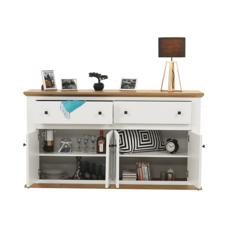 Casa si Gradina - Mobilier - Comode si corpuri - Comode - Scrin MZ10, alb / stejar grand, LEON - Infinity.ro