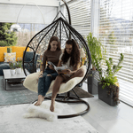 Casa si Gradina - Gradina si terasa - Mobilier exterior - Scaune si sezlonguri gradina - Scaun agatat dublu, maro/crem, DALVEA NEW - Infinity.ro