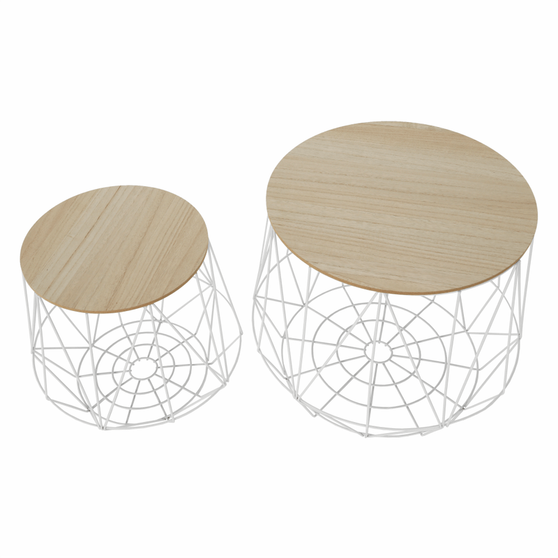 Casa si Gradina - Mobilier - Mese si birouri - Masute de cafea - Set masute auxiliare, natural/alb, DALUX - Infinity.ro