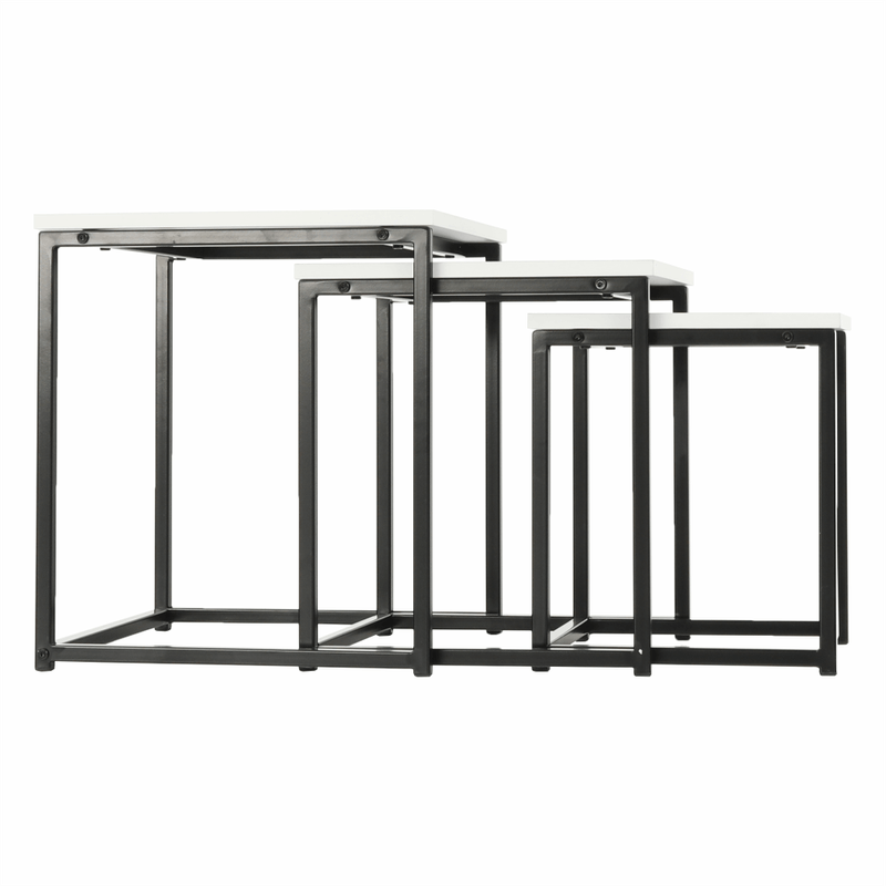 Casa si Gradina - Mobilier - Mese si birouri - Masute de cafea - Set 3 masute de cafea, alb mat/negru, KASTLER TYP 3 - Infinity.ro