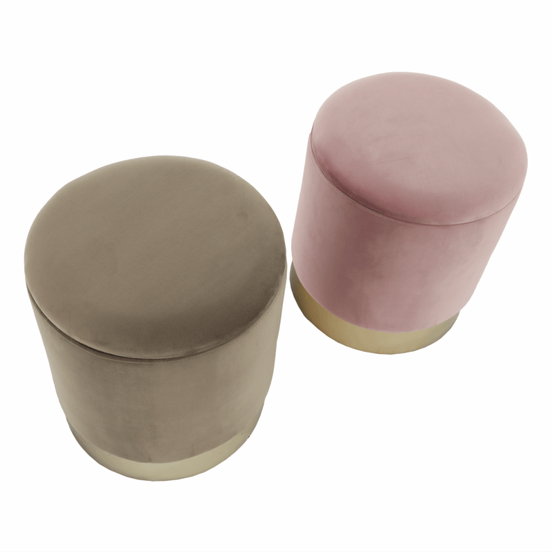 Casa si Gradina - Mobilier - Scaune si fotolii - Tabureti - Taburet, catifea Velvet roz/crom auriu, ANIZA - Infinity.ro