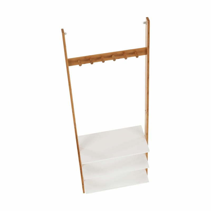 Casa si Gradina - Mobilier - Organizare si depozitare - Cuiere - Cuier cu rafturi, alb/bambus, MARIKE TYP 2 - Infinity.ro