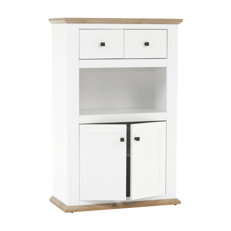 Casa si Gradina - Mobilier - Comode si corpuri - Comode - Scrin de bar MZ8, alb / stejar grand, LEON - Infinity.ro