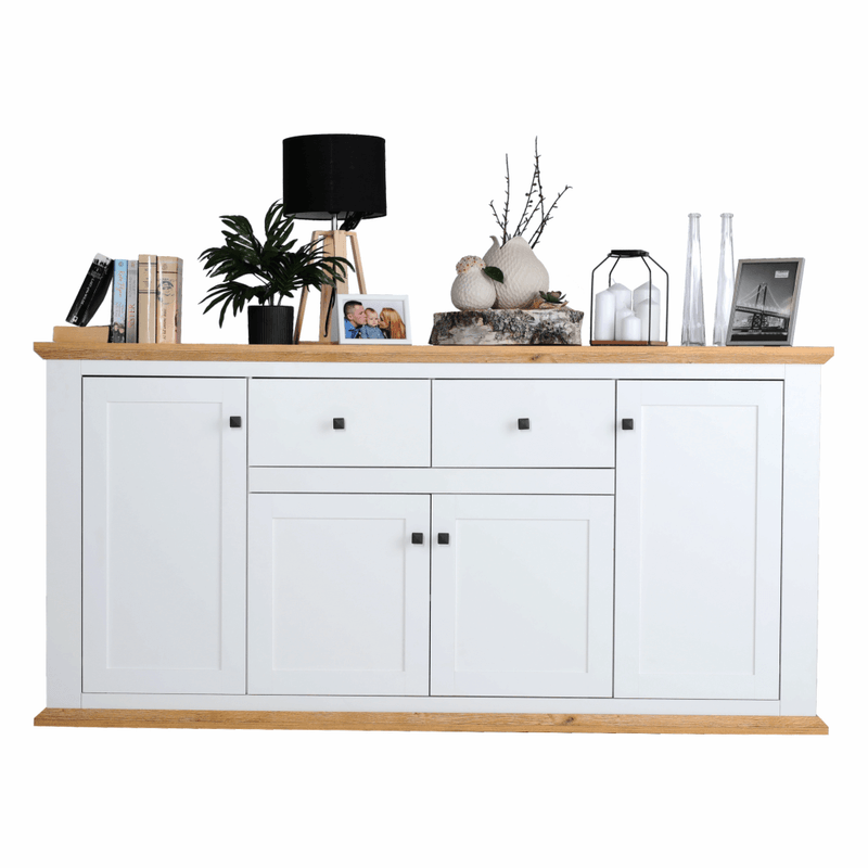 Casa si Gradina - Mobilier - Comode si corpuri - Comode - Scrin MZ9, alb / stejar grand, LEON - Infinity.ro