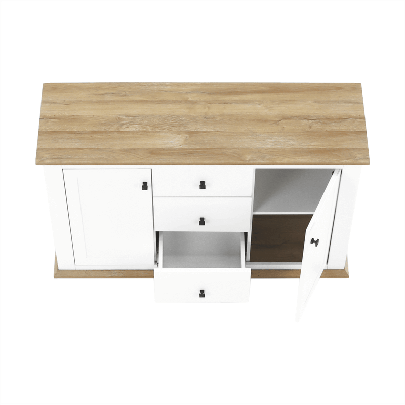 Casa si Gradina - Mobilier - Comode si corpuri - Comode - Scrin MZ11, alb / stejar grand, LEON - Infinity.ro
