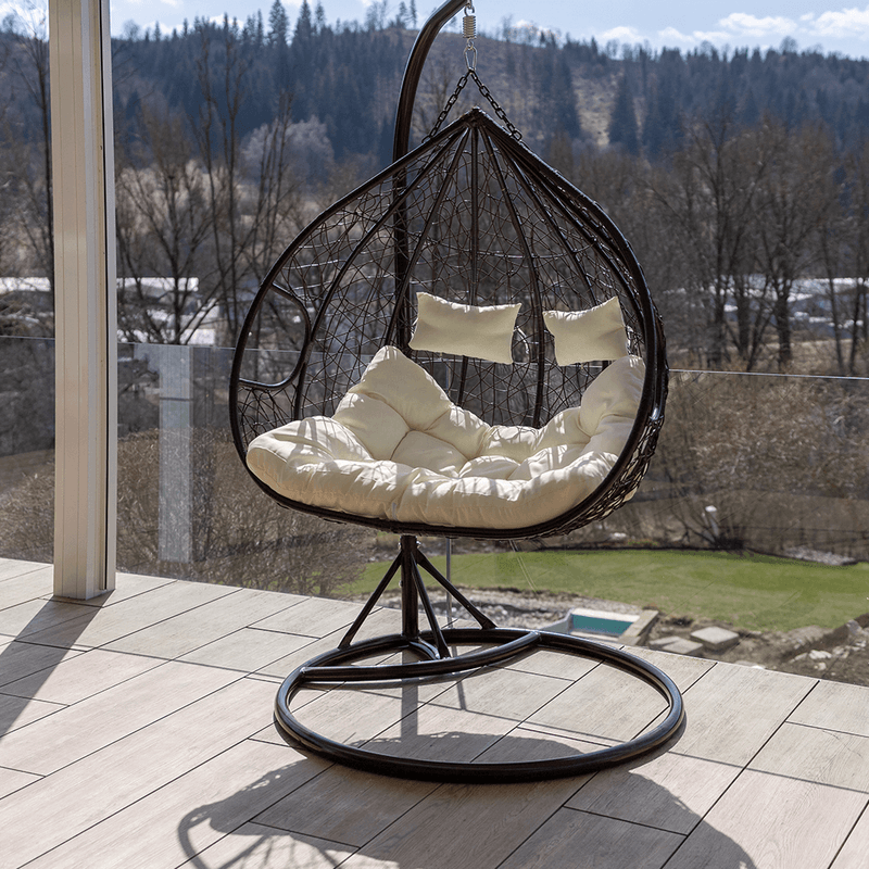 Casa si Gradina - Gradina si terasa - Mobilier exterior - Scaune si sezlonguri gradina - Scaun agatat dublu, maro/crem, DALVEA NEW - Infinity.ro