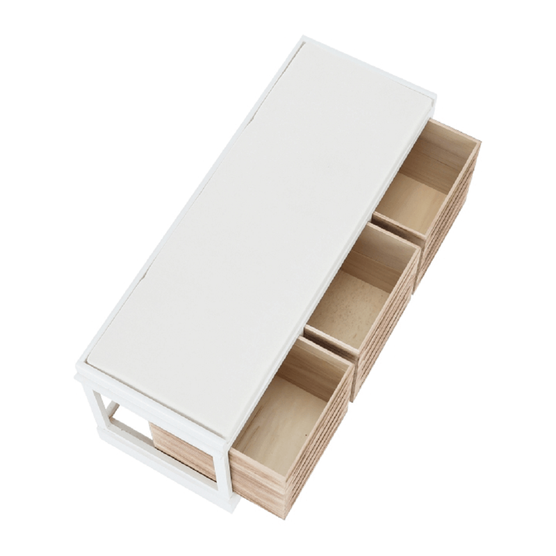 Casa si Gradina - Mobilier - Organizare si depozitare - Bancute - Banca cu 3 sertare, alb/miere, TEDRA NEW - Infinity.ro